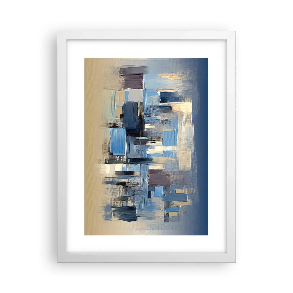 Poster în ramă albă - Construcție albastră - 30x40 cm