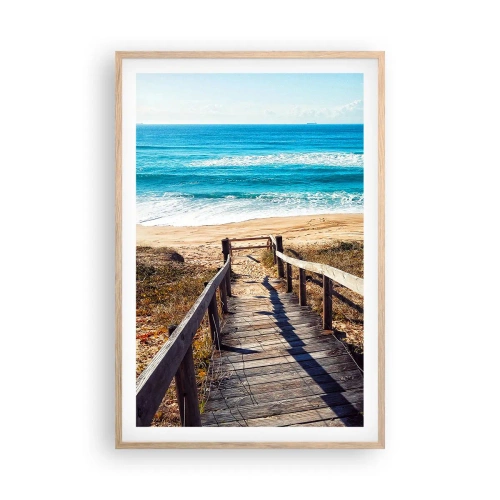 Poster în ramă de stejar deschis - Aleargă! - 61x91 cm