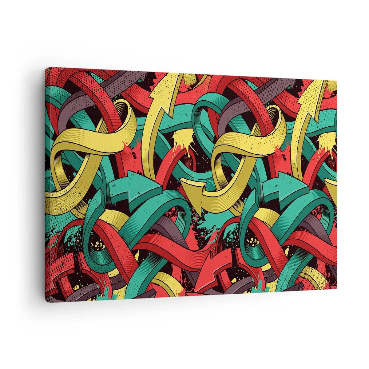 Tablou pe pânză Canvas - Săgeți abstracte în culori vibrante creând haos - 70x50cm - Pe unde să mergem? - Decorațiune modernă pentru perete pentru living și dormitor ARTTOR