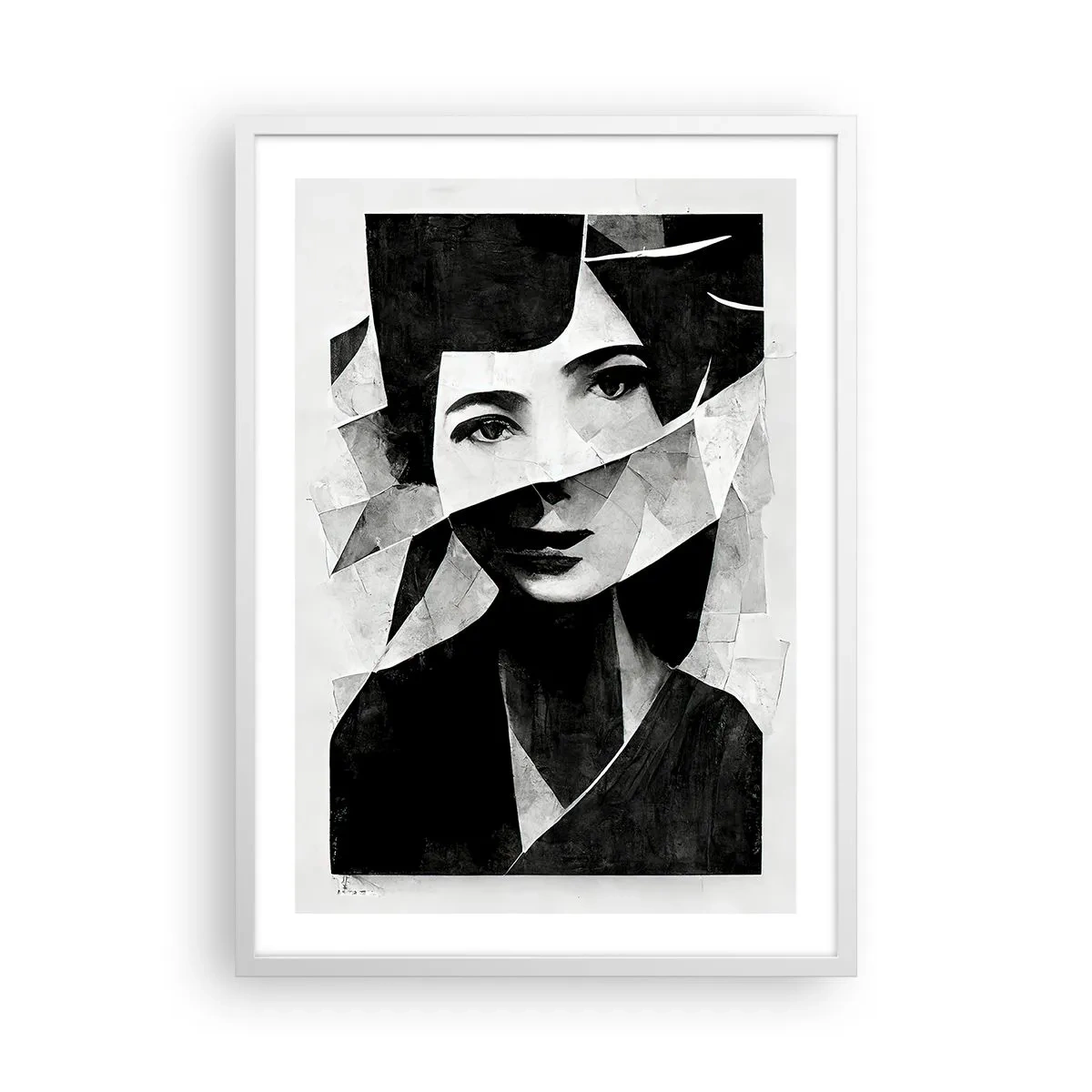 Poster în ramă albă - Cine ești? - 50x70 cm