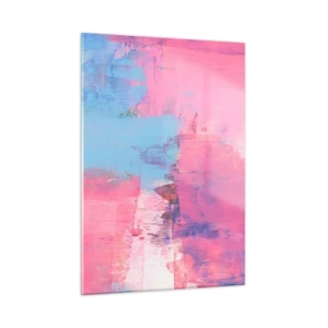 Tablou pe sticlă - Roz, albastru și un strop de lumină - 50x70 cm