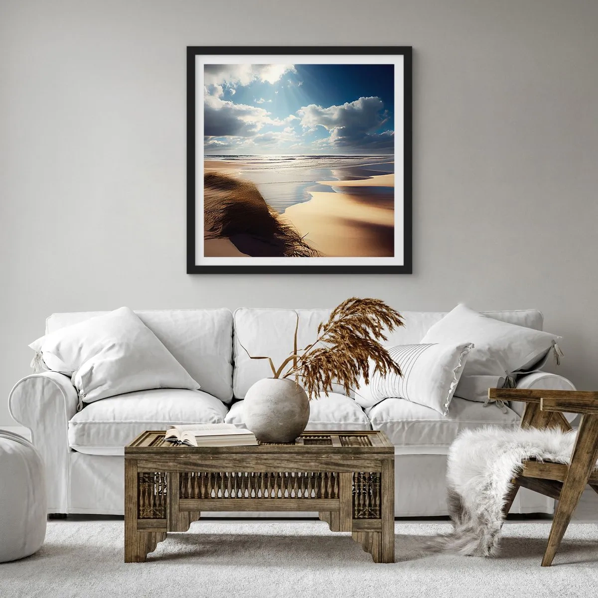 Poster în ramă neagră - Plajă sălbatică - 40x40 cm