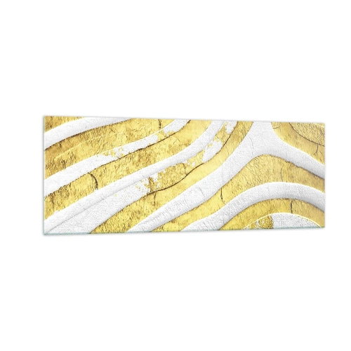 Tablou pe sticlă - Compoziția în alb și auriu - 140x50 cm