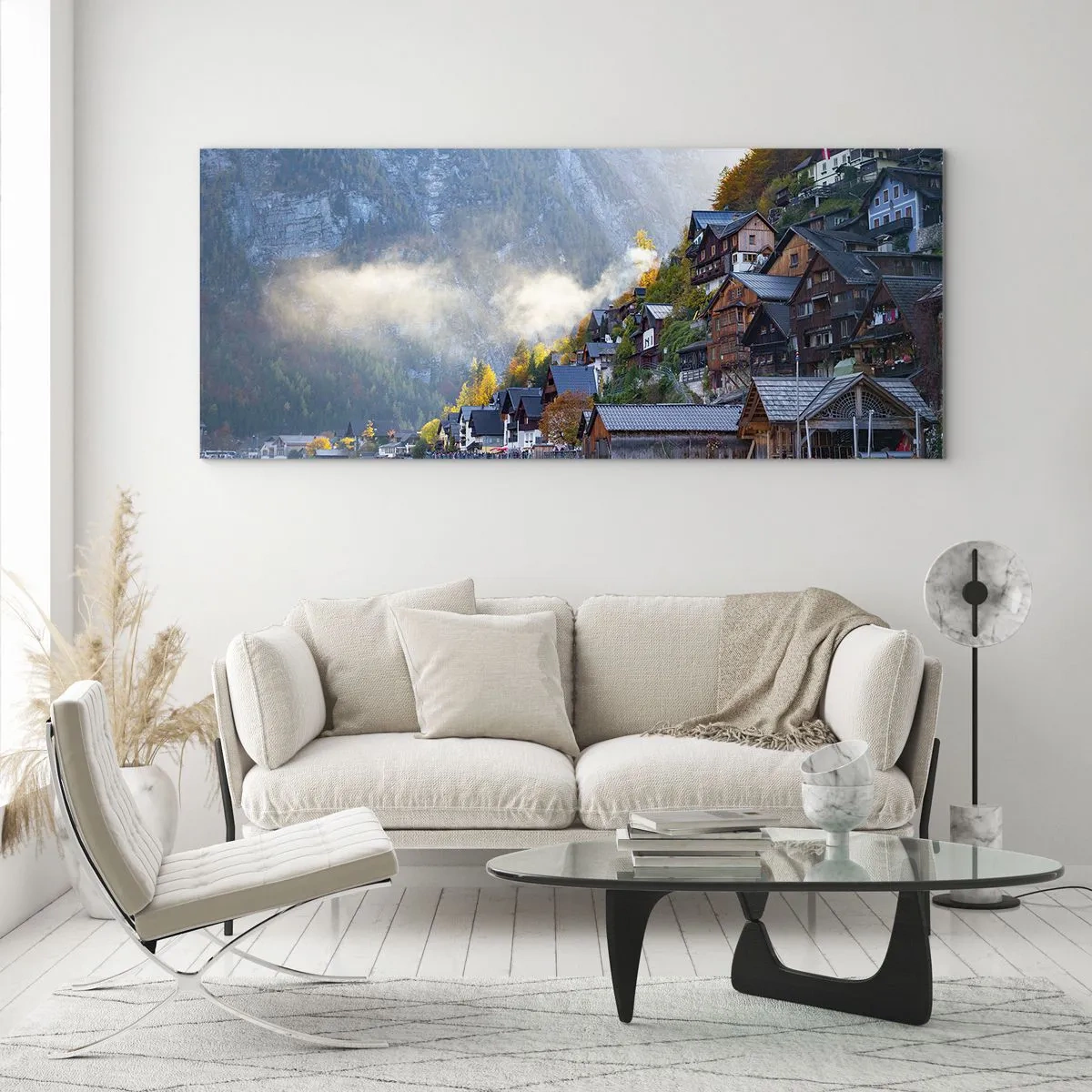 Tablou pe sticlă - Atmosferă alpină - 100x40 cm