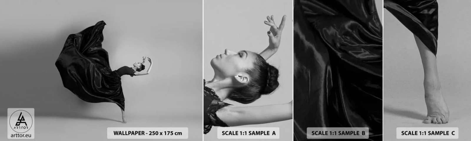 Mostră tapet autocolant Deluxe Sticker - Înaripată de muzică - Dans, Femeie, Dansator - 100x30 cm