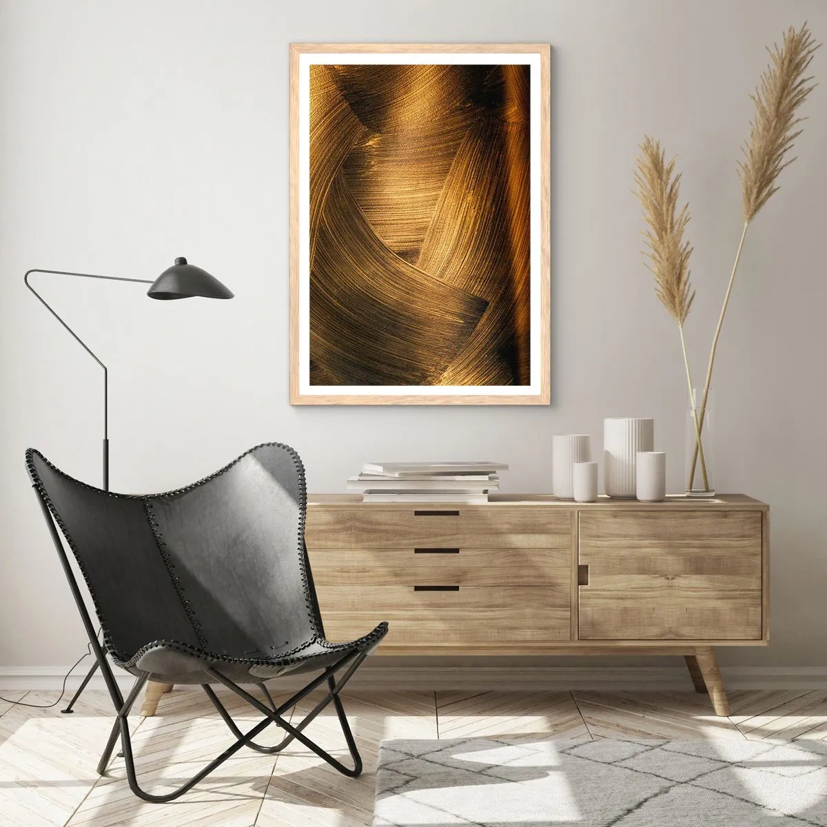 Poster în ramă de stejar deschis - Într-un labirint de aur - 70x100 cm