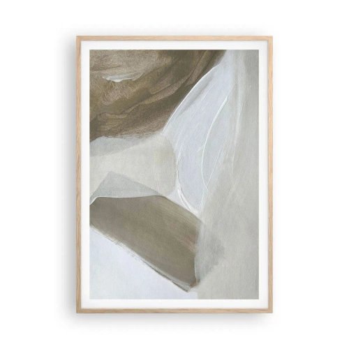 Poster în ramă de stejar deschis - Val de alb - 70x100 cm
