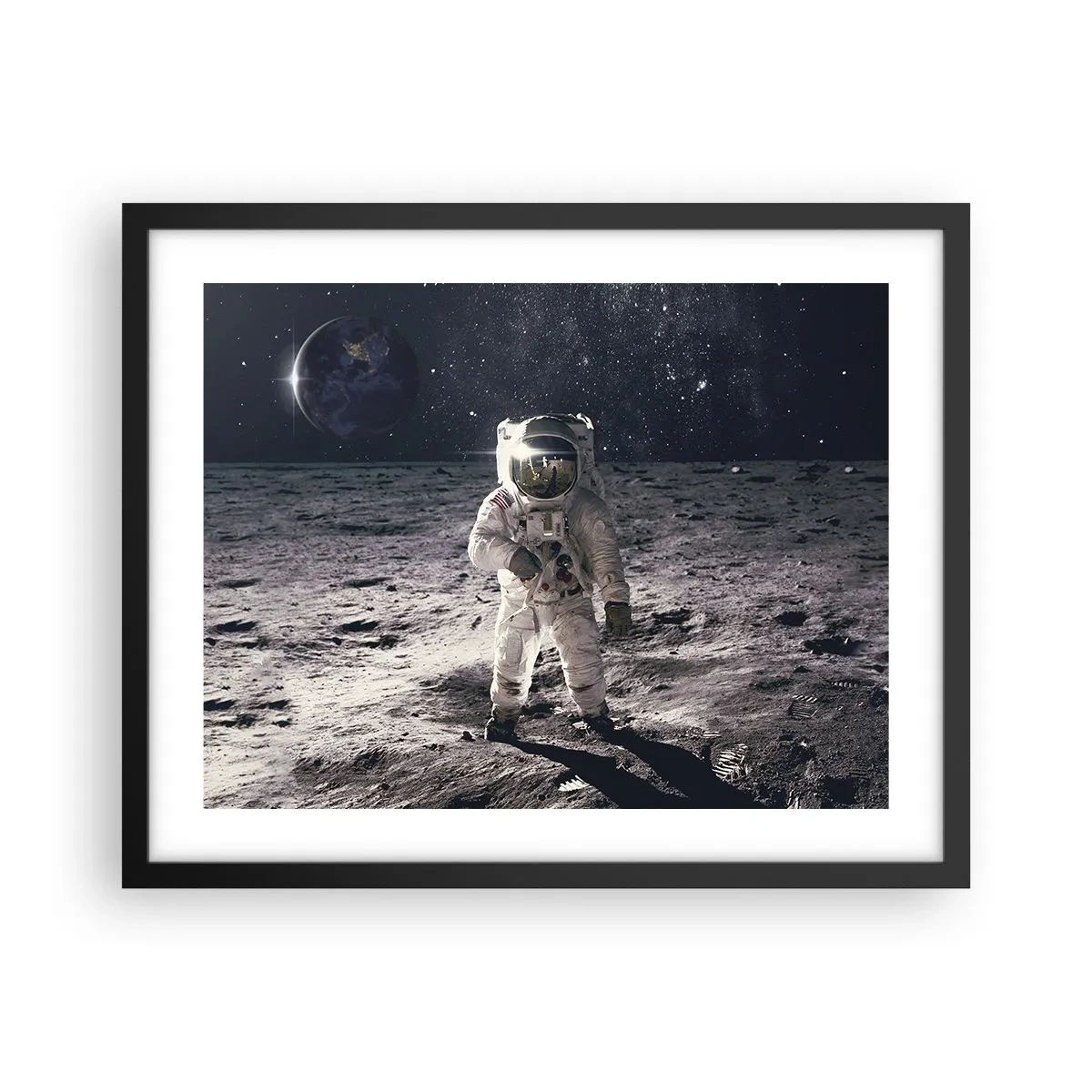 Poster în ramă neagră - Salutări de pe Lună - 50x40 cm