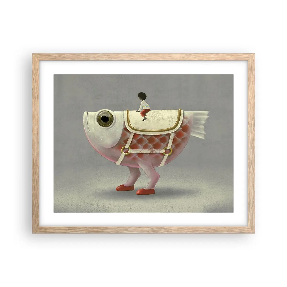 Poster în ramă de stejar deschis - Călărețul Pescărel - 50x40 cm