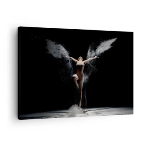 Tablou pe pânză Canvas - O dansatoare în mișcare cu un efect de praf izbitor pe un fundal negru - 70x50cm - Elfii există - Decorațiune modernă pentru perete pentru living și dormitor ARTTOR
