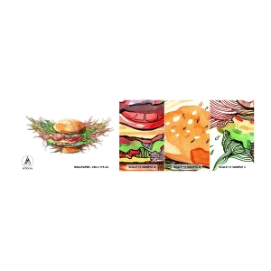 Mostră tapet autocolant Deluxe Sticker - Tentație fierbinte - Gastronomie, Hamburger, Culinar - 100x30 cm