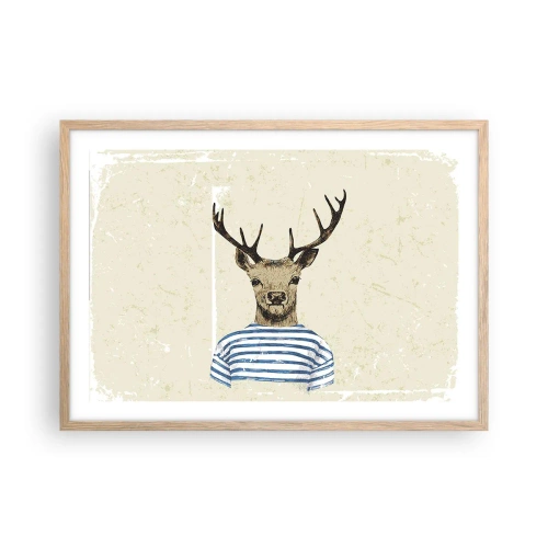 Poster în ramă de stejar deschis - Pentru că îmi plac cămășile cu dungi! - 70x50 cm