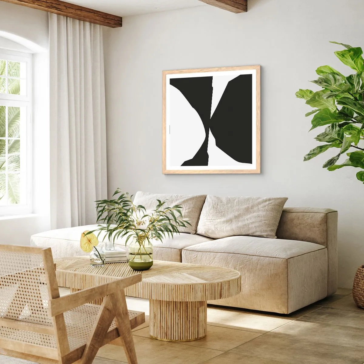 Poster în ramă de stejar deschis - Pozitiv -negativ - 40x40 cm