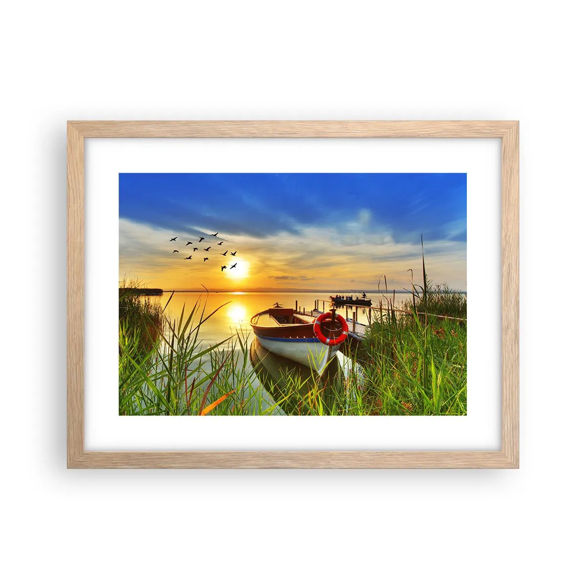 Poster în ramă de stejar deschis - Cormoranii pleacă deja - 40x30 cm