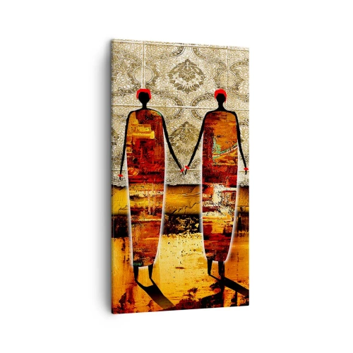 Tablou pe pânză - Compoziție etnică în culorile Africii - 45x80 cm