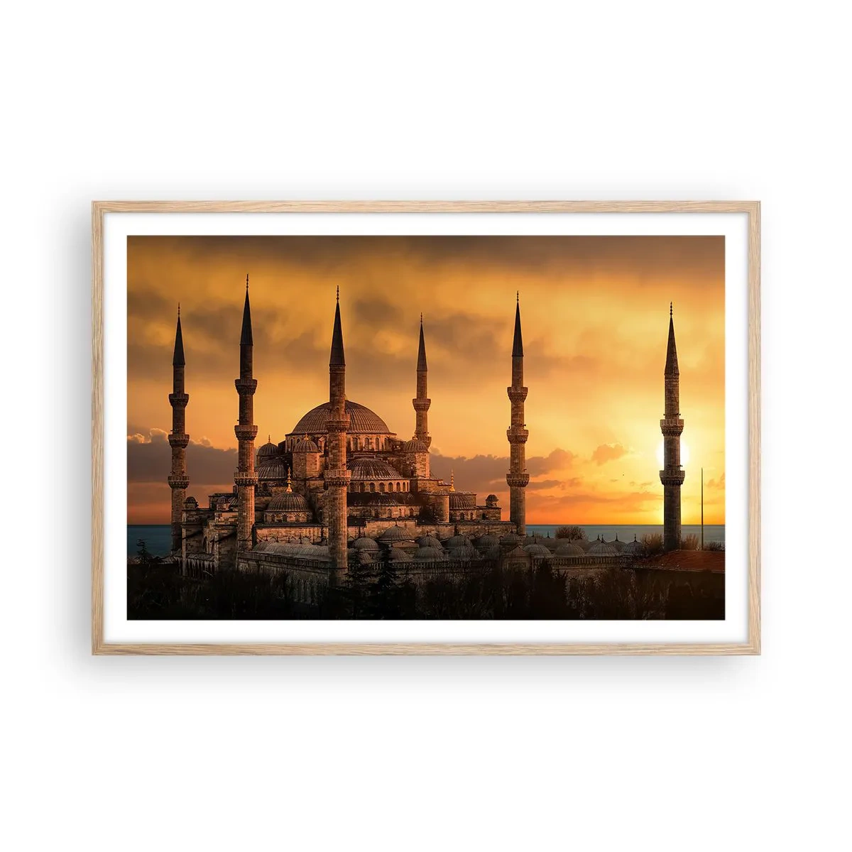Poster în ramă de stejar deschis - Dumnezeu este mare - 91x61 cm