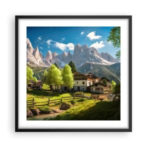Poster în ramă neagră - Idilă alpină - 50x50 cm