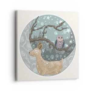 Tablou pe pânză - O noapte în pădure de poveste - 30x30 cm