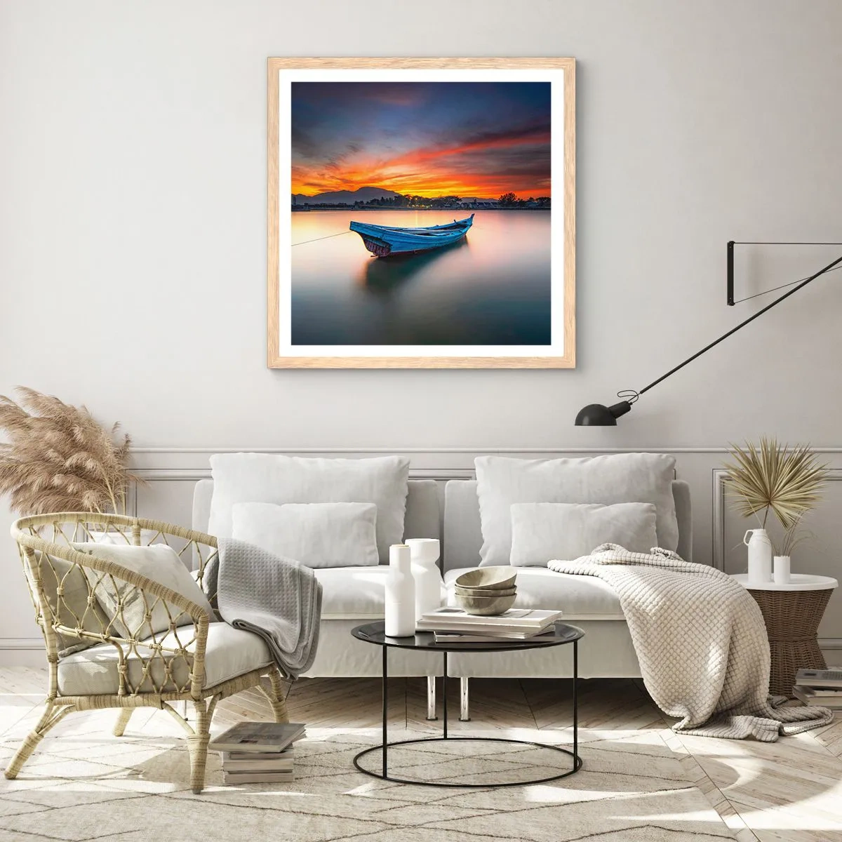 Poster în ramă de stejar deschis - O noapte bună înainte - 30x30 cm