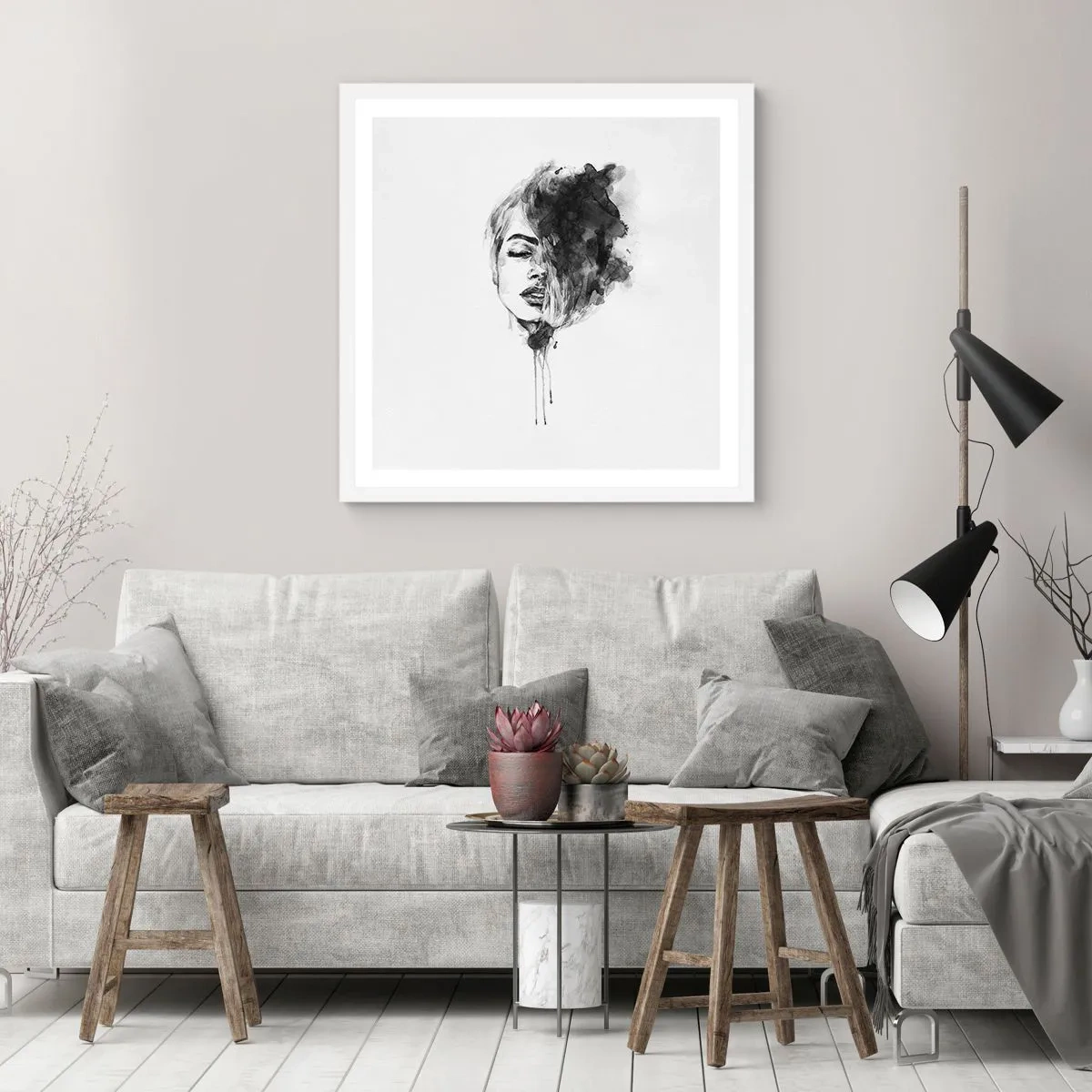 Poster în ramă albă - La ce visează frumoasa - 40x40 cm