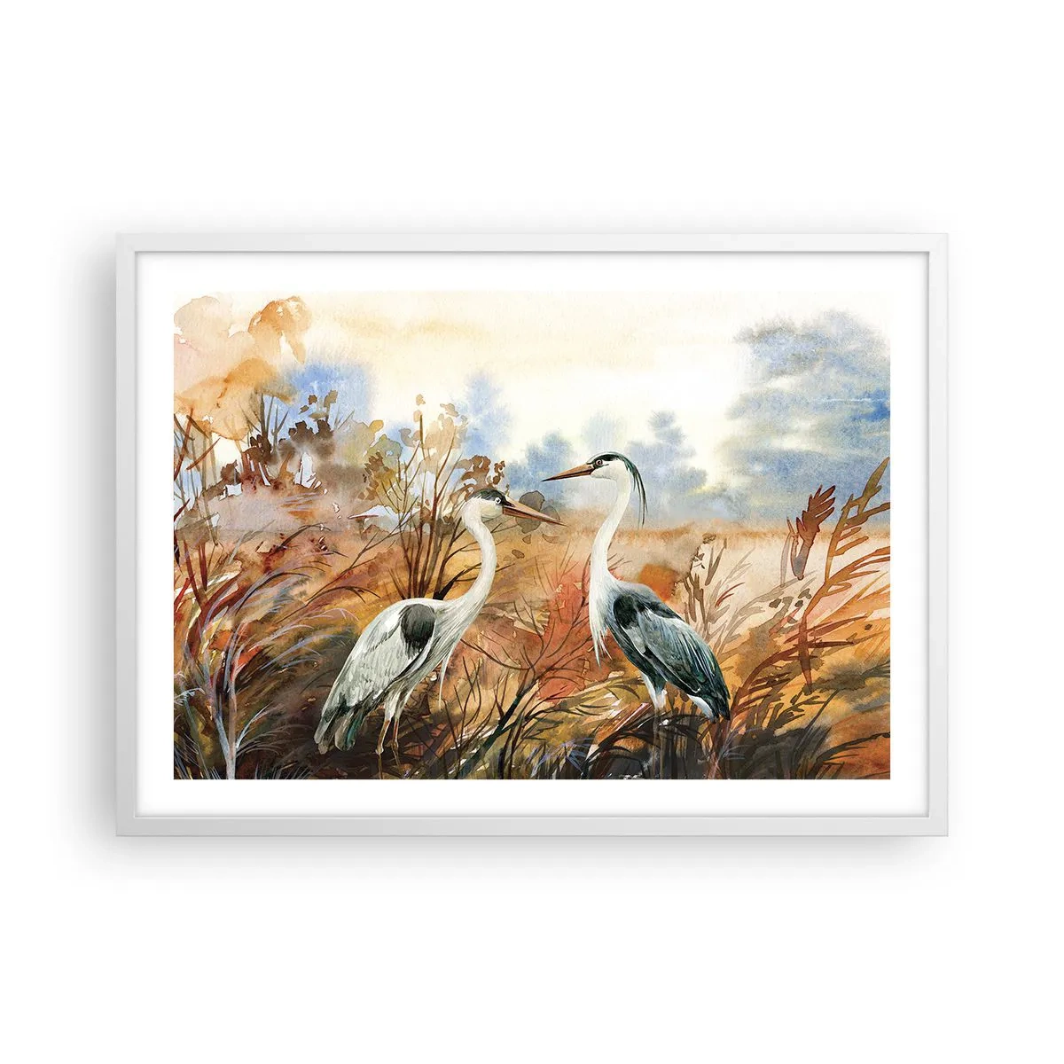 Poster în ramă albă - Încotro în toamnă? - 70x50 cm