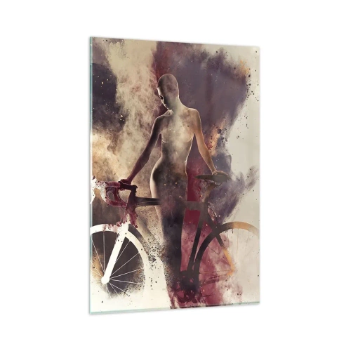 Tablou pe sticlă - În forme de marmură sufletul ciclist - 80x120 cm