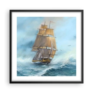 Poster în ramă neagră - Rulează pe valuri - 50x50 cm