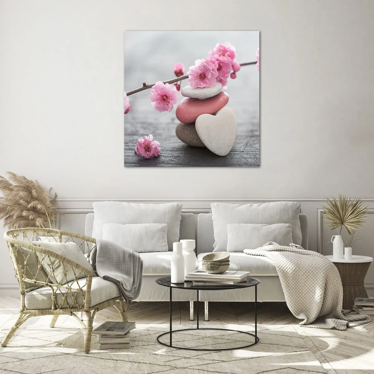 Tablou pe sticlă - Fericirea florilor de cireș - 50x50 cm