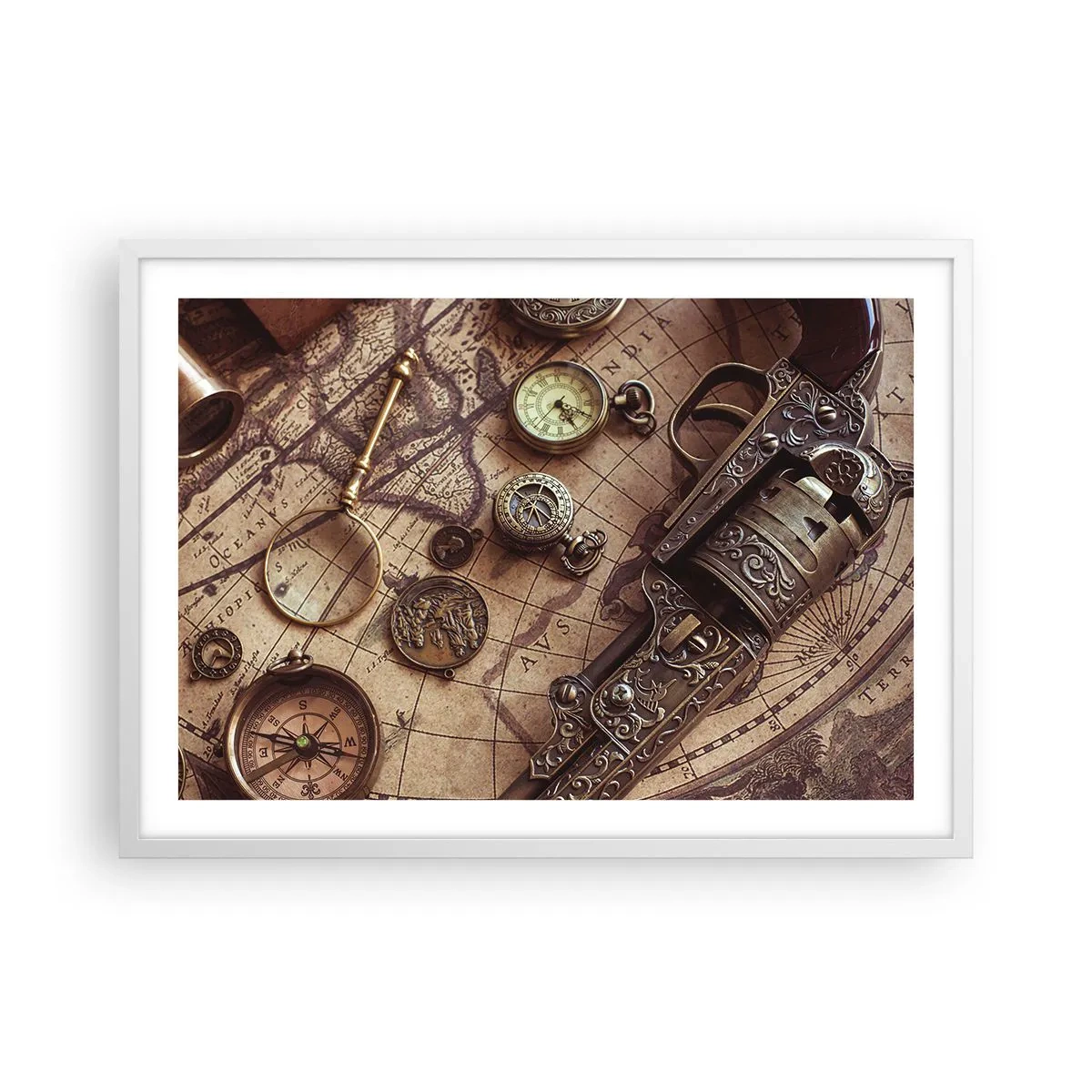 Poster în ramă albă - Sugestii de aventură - 70x50 cm