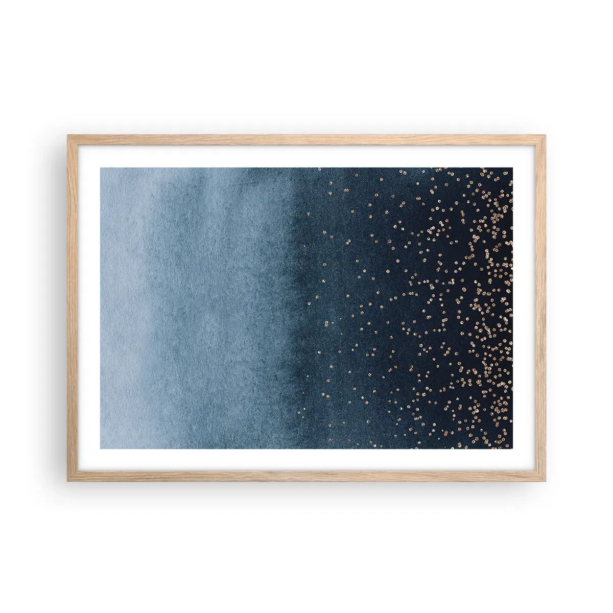 Poster în ramă de stejar deschis - Compoziție - faze albastre - 70x50 cm