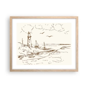 Poster în ramă de stejar deschis - Schiță de amintiri de vară - 50x40 cm