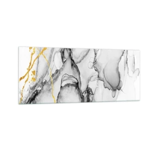 Tablou pe sticlă - Compoziție cu motiv auriu - 100x40 cm