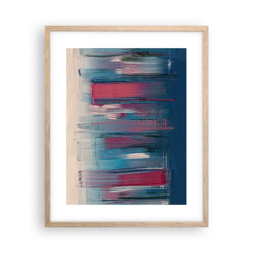 Poster în ramă de stejar deschis - Compoziție verticală în albastru și roșu - 40x50 cm