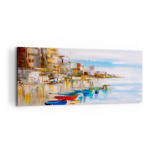 Tablou pe pânză - Port urban multicolor - 120x50 cm