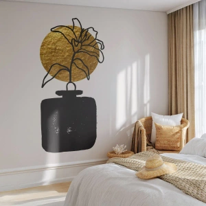 Tapet Premium Canvas - Cât cântărește aurul? - Vază, Flori, Minimalism - 350x256 cm
