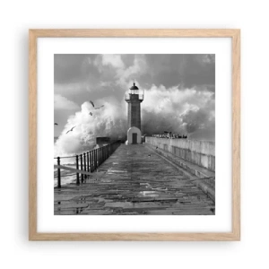 Poster în ramă de stejar deschis - Fără frică  - 40x40 cm