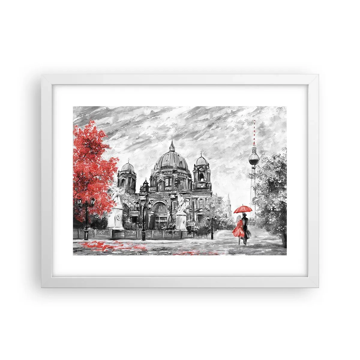 Poster în ramă albă - Reuniune în Berlin - 40x30 cm