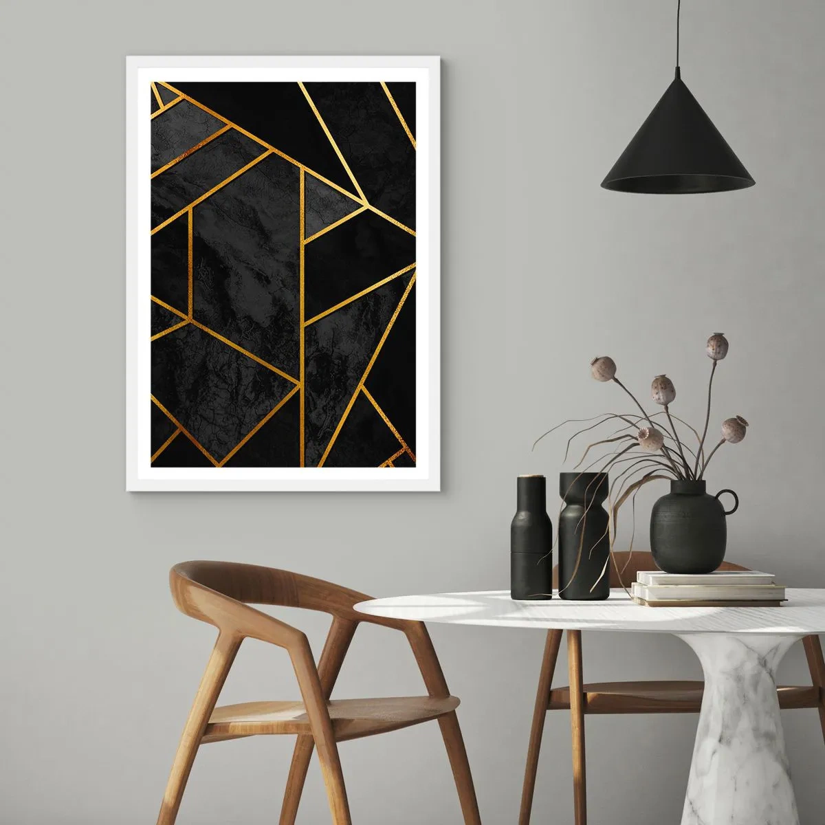 Poster în ramă albă - Întuneric și lumină - 70x100 cm