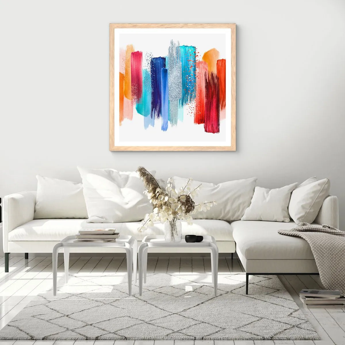 Poster în ramă de stejar deschis - Sus și jos - 30x30 cm