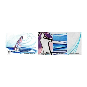 Mostră tapet Premium Sand - Cu vântul în ritmul valurilor - Windsurfing, Sport, Mare - 100x30 cm