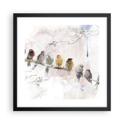 Poster în ramă neagră - Întâlnire înaripată - 40x40 cm