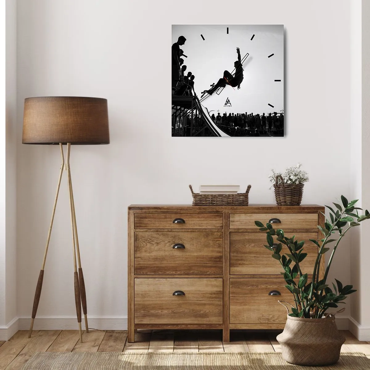 Ceas de perete - Ceas pe sticlă - Eroi și spectatori - 40x40 cm