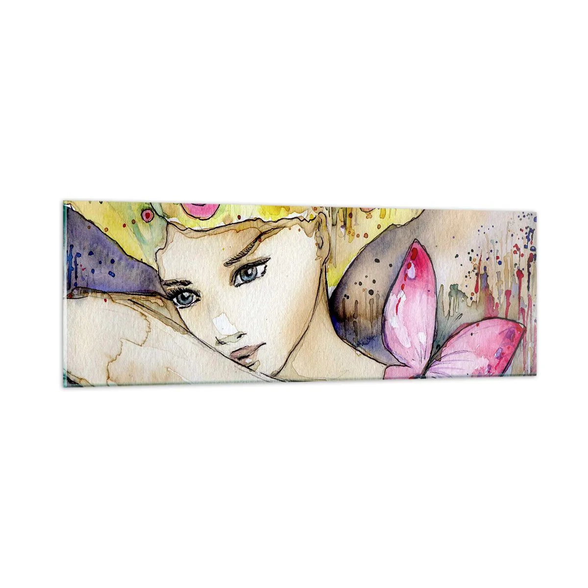 Tablou pe sticlă - Prințesa fluture - 90x30 cm