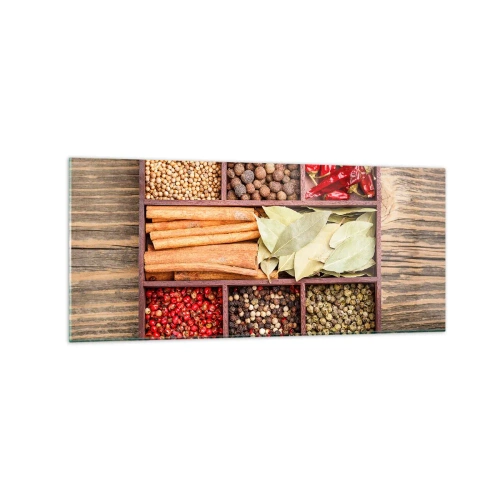 Tablou pe sticlă - Ordine de forme, buchet de arome - 120x50 cm