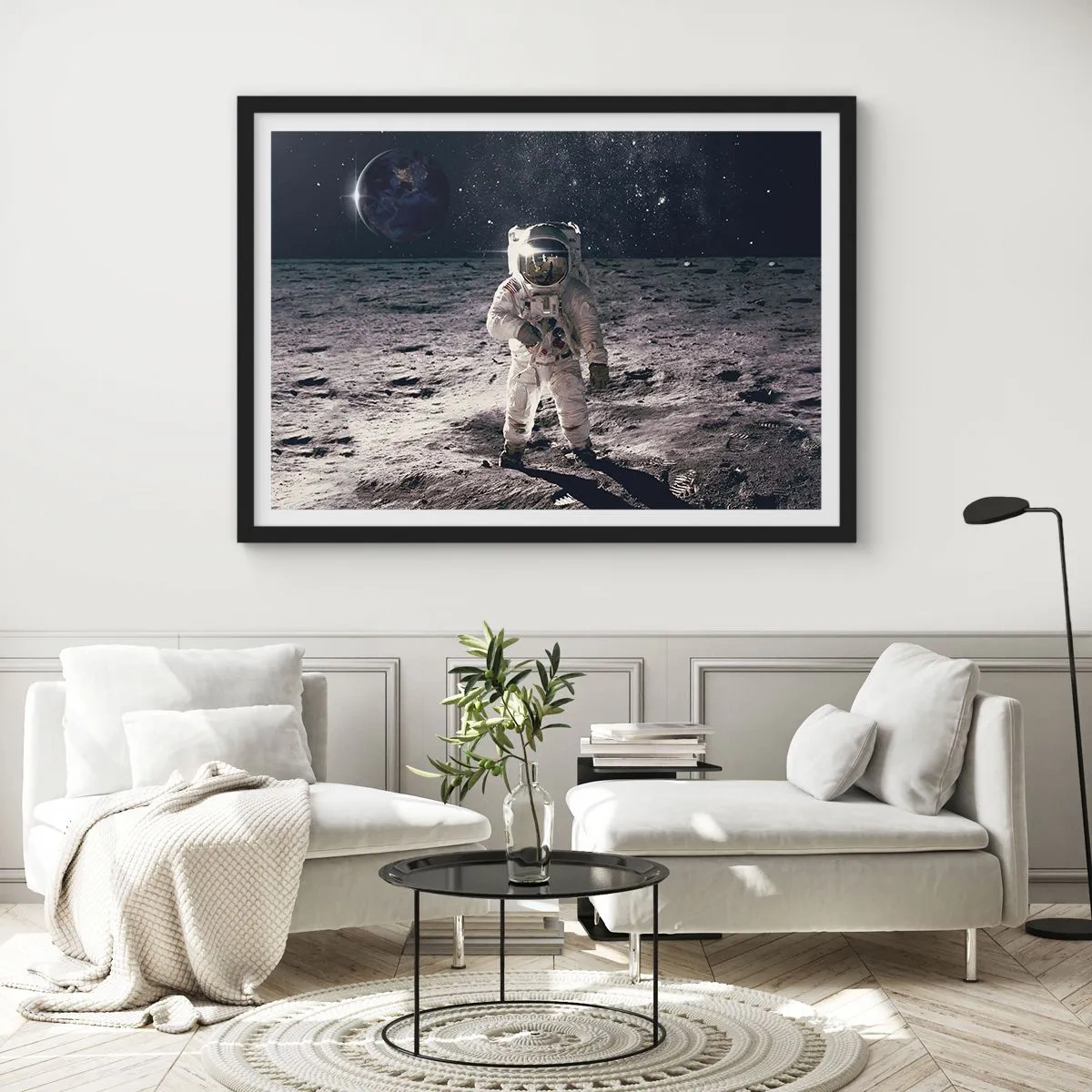 Poster în ramă neagră - Salutări de pe Lună - 50x40 cm