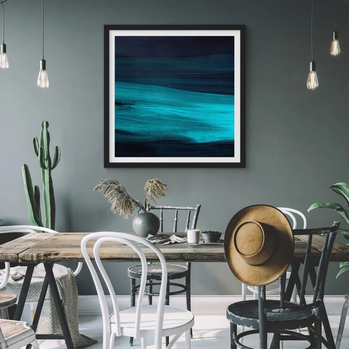 Poster în ramă neagră - Du-te cu fluxul - 40x40 cm