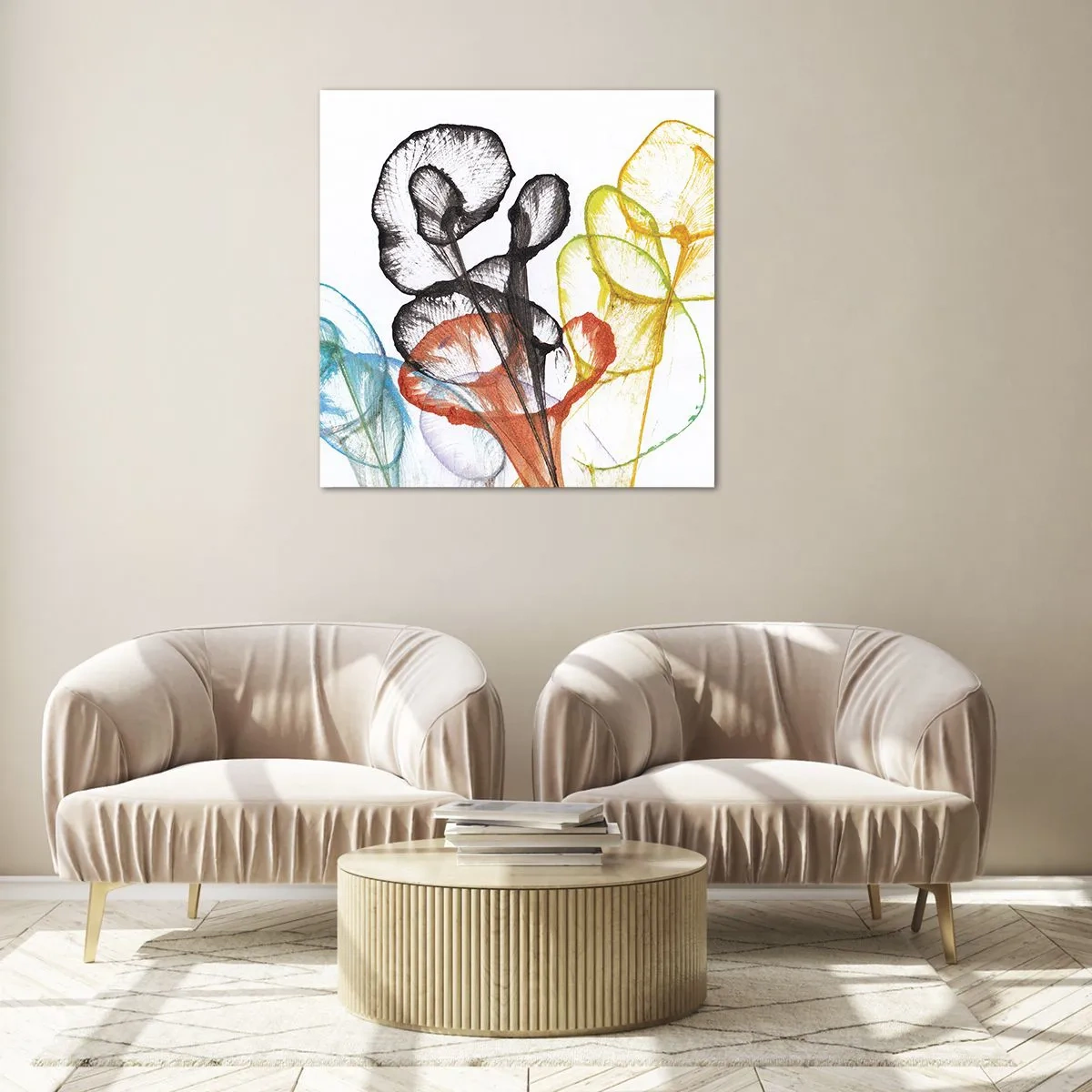 Tablou pe sticlă - Flori cu suflete - 30x30 cm