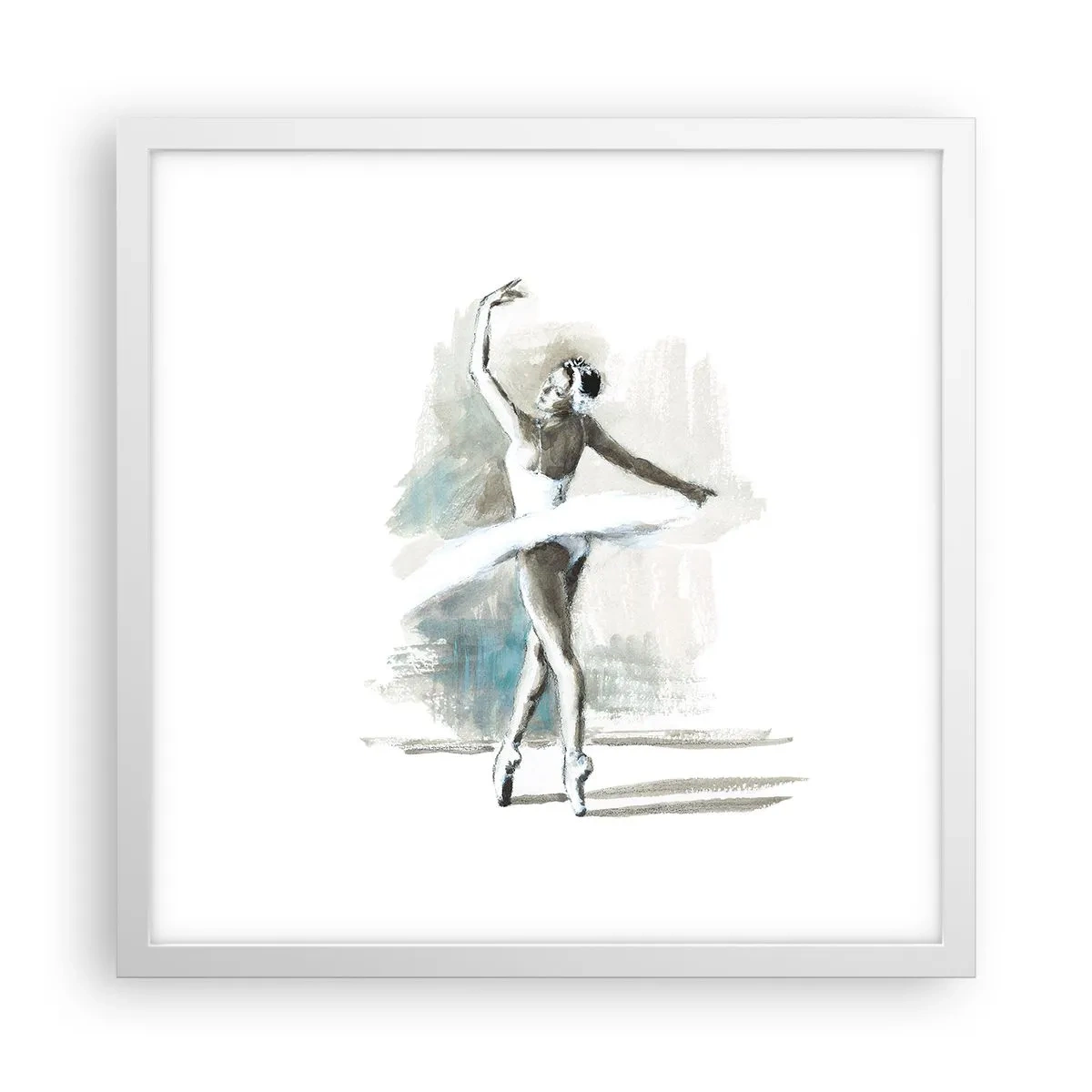 Poster în ramă albă - Fermecată într-o lebădă - 40x40 cm