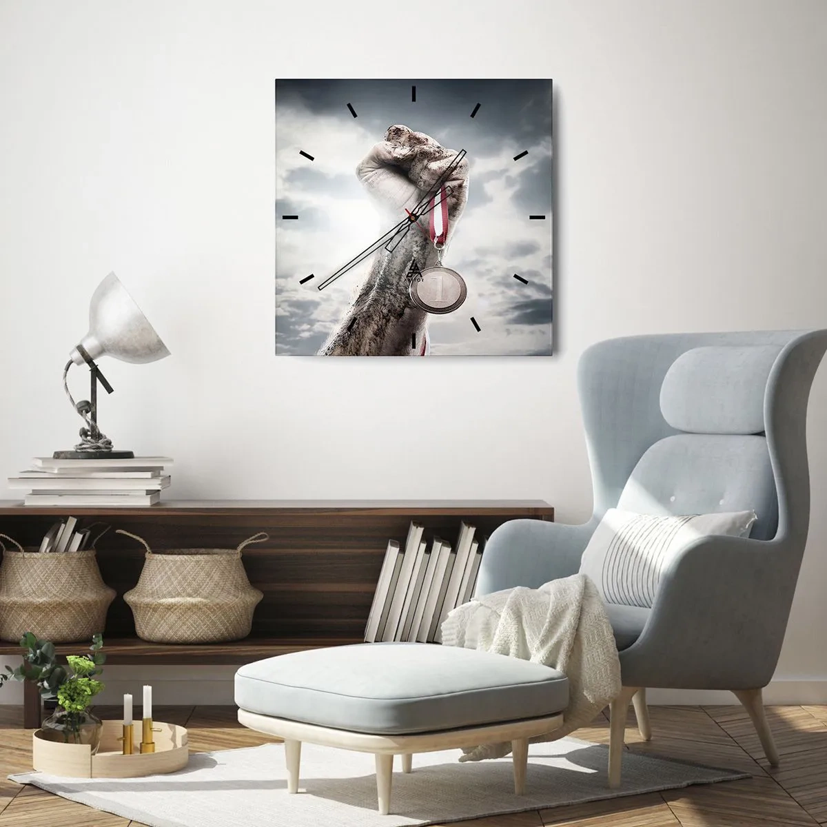 Ceas de perete - Ceas pe sticlă - Per aspera ad astra - 40x40 cm