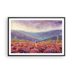 Poster în ramă neagră - Într-o lume de lavandă - 91x61 cm